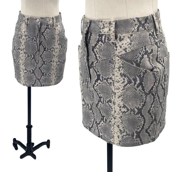 Aritizia Wilfred Snake Print Kelsey Utility Mini Skirt Snakeskin Python Gray 4 - Picture 1 of 8